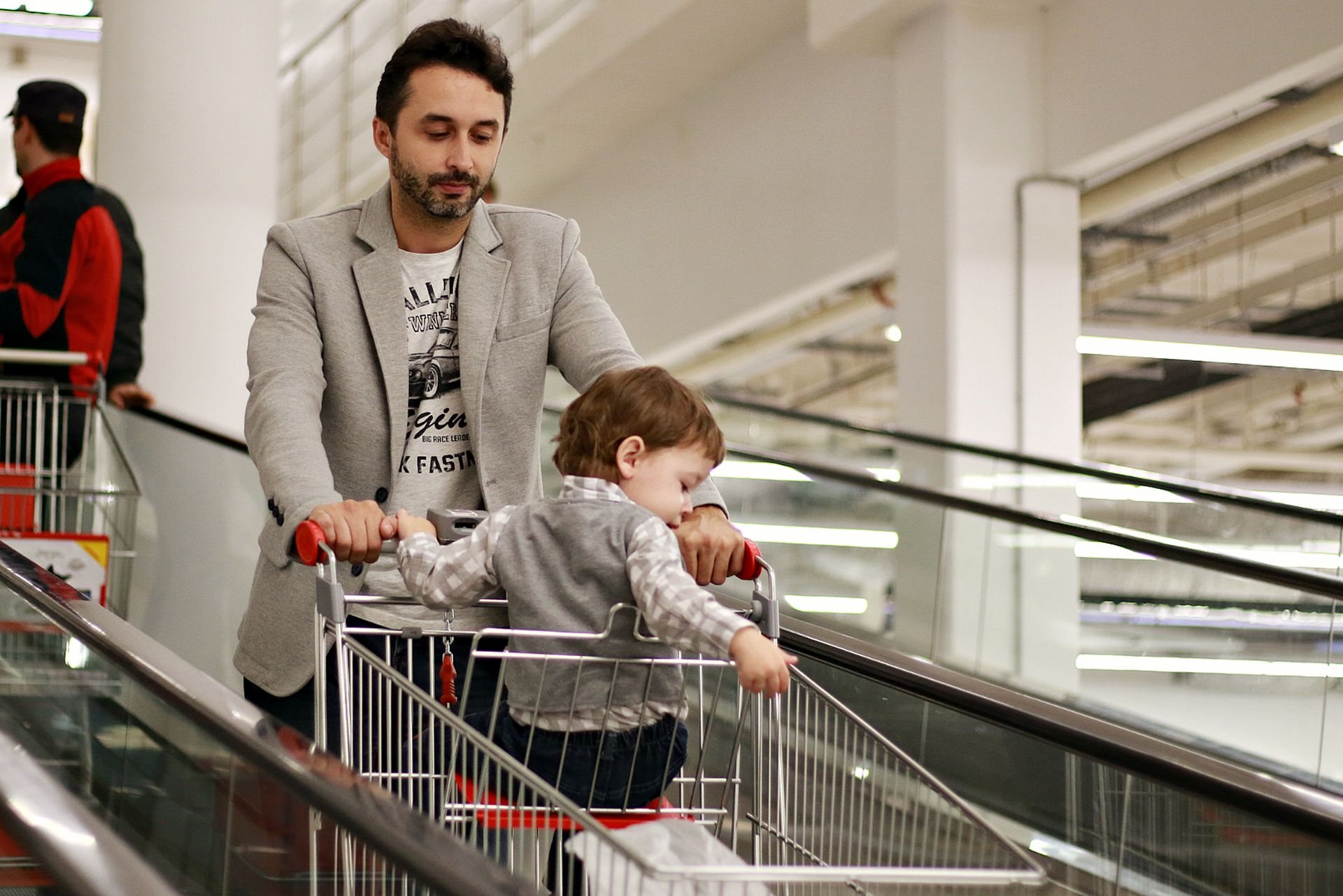 Family enjoying a day out at a shopping mall