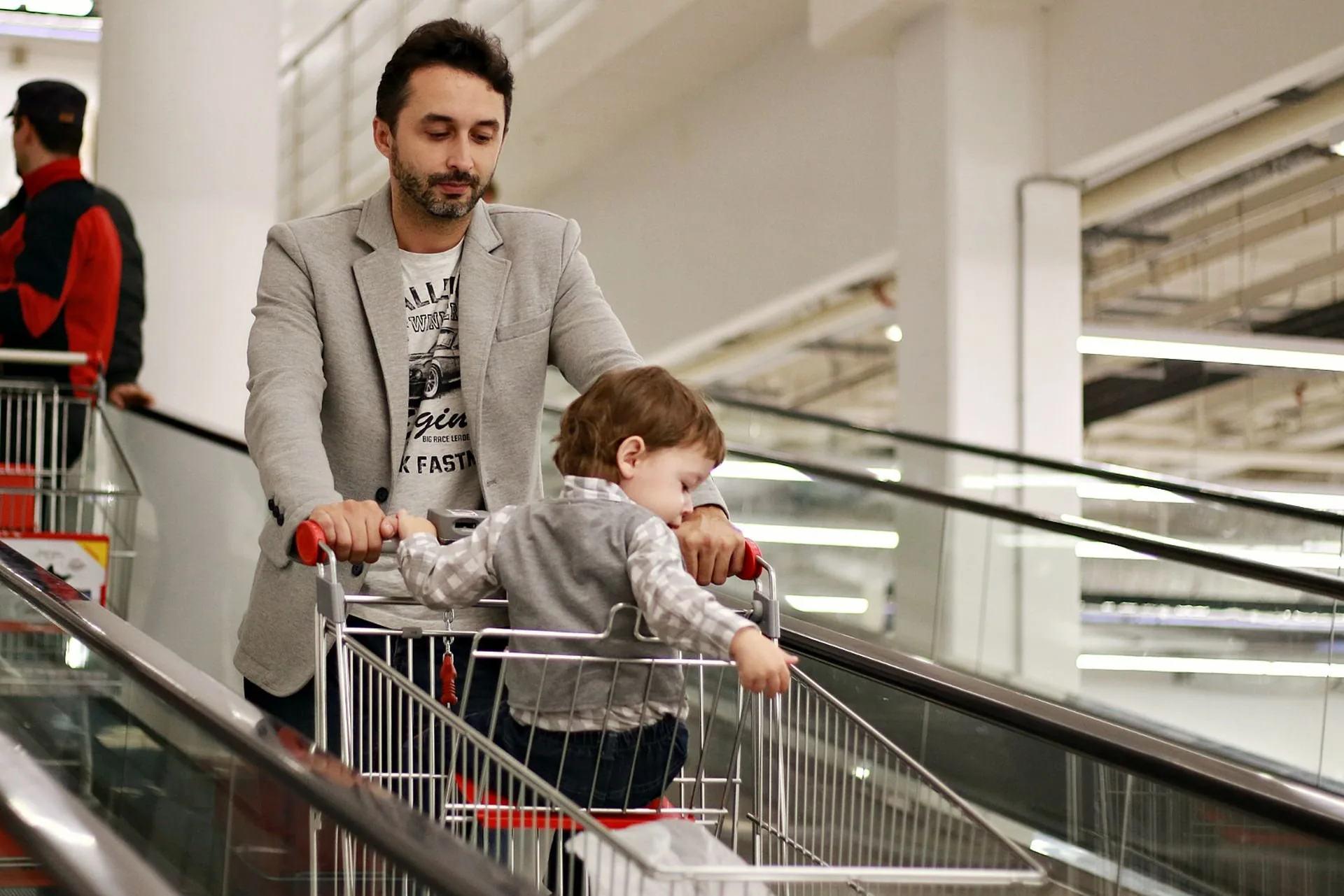 Family enjoying a day out at a shopping mall